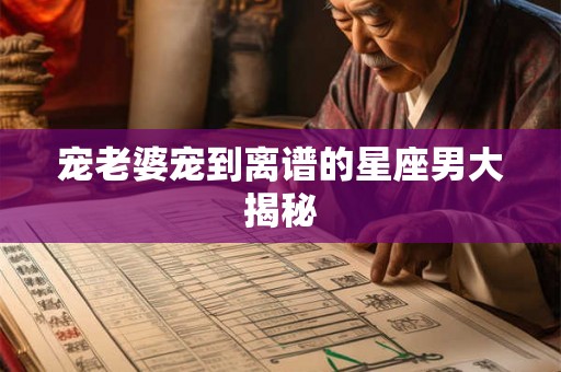 宠老婆宠到离谱的星座男大揭秘