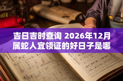 吉日吉时查询 2026年12月属蛇人宜领证的好日子是哪天