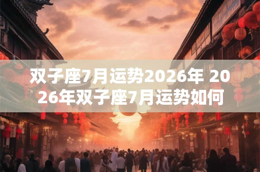 双子座7月运势2026年 2026年双子座7月运势如何