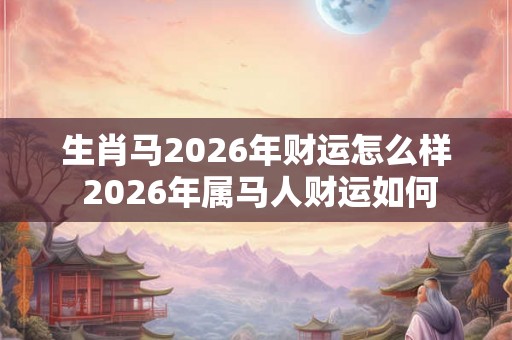 生肖马2026年财运怎么样 2026年属马人财运如何