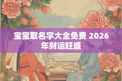 宝宝取名字大全免费 2026年财运旺盛