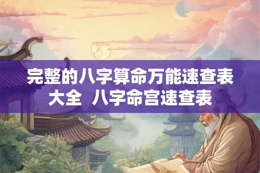 完整的八字算命万能速查表大全 八字命宫速查表 完整的八字算命万能速查表大全 八字命宫速查表