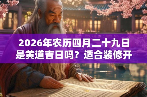2026年农历四月二十九日是黄道吉日吗？适合装修开工吗？