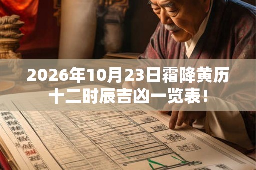 2026年10月23日霜降黄历十二时辰吉凶一览表！