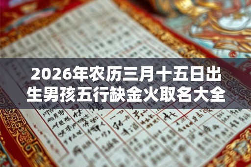 2026年农历三月十五日出生男孩五行缺金火取名大全