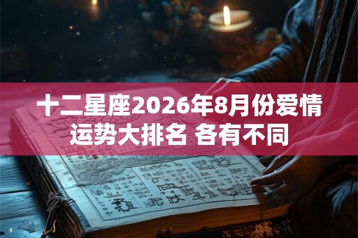 十二星座2026年8月份爱情运势大排名 各有不同