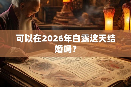 可以在2026年白露这天结婚吗？