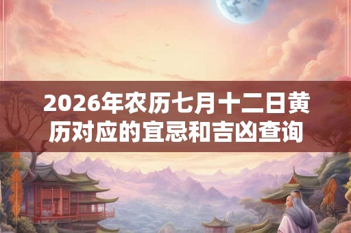 2026年农历七月十二日黄历对应的宜忌和吉凶查询 2026年农历七月十二日黄历对应的宜忌和吉凶查询