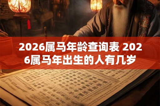 2026属马年龄查询表 2026属马年出生的人有几岁