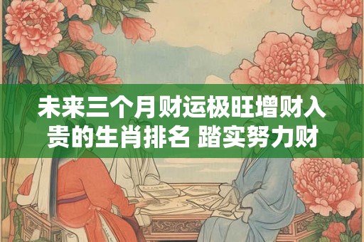 未来三个月财运极旺增财入贵的生肖排名 踏实努力财源广进