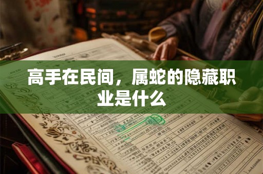 高手在民间，属蛇的隐藏职业是什么