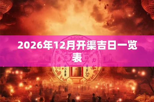 2026年12月开渠吉日一览表