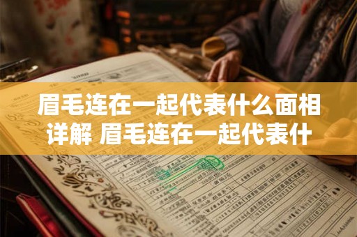 眉毛连在一起代表什么面相详解 眉毛连在一起代表什么相