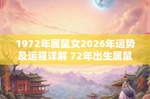 1972年属鼠女2026年运势及运程详解 72年出生属鼠人2026全年每月运势女性