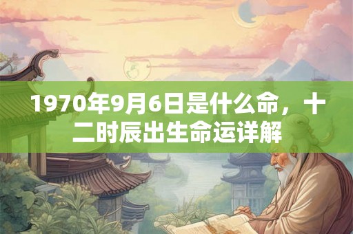 1970年9月6日是什么命，十二时辰出生命运详解