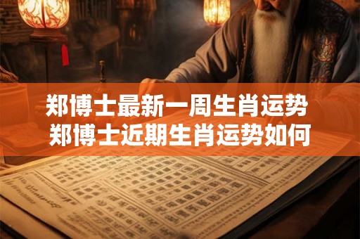 郑博士最新一周生肖运势 郑博士近期生肖运势如何