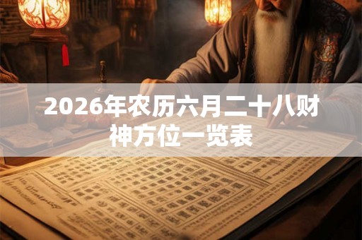 2026年农历六月二十八财神方位一览表