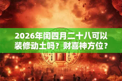 2026年闰四月二十八可以装修动土吗？财喜神方位？