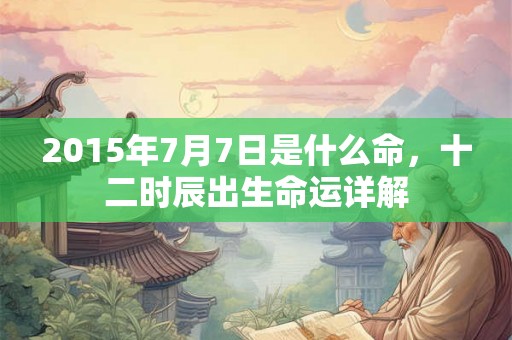 2015年7月7日是什么命，十二时辰出生命运详解