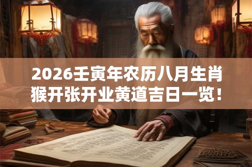 2026壬寅年农历八月生肖猴开张开业黄道吉日一览！