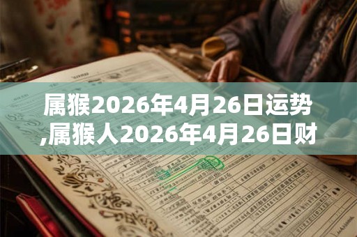 属猴2026年4月26日运势,属猴人2026年4月26日财运,生肖猴2026年4月26日运势