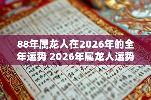 88年属龙人在2026年的全年运势 2026年属龙人运势如何 88年属龙人在2026年的全年运势 2026年属龙人运势如何