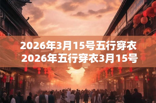 2026年3月15号五行穿衣 2026年五行穿衣3月15号如何搭配