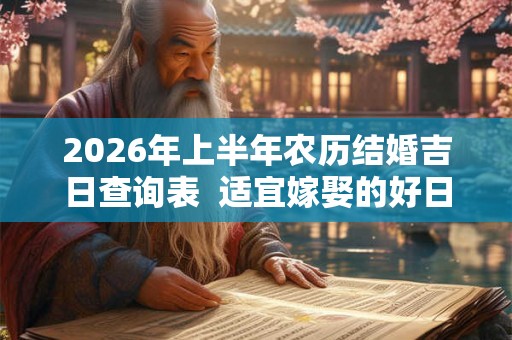2026年上半年农历结婚吉日查询表  适宜嫁娶的好日子2026