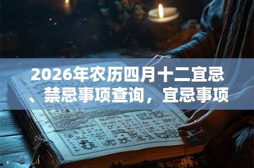2026年农历四月十二宜忌、禁忌事项查询,宜忌事项解释 2026年农历四月十二宜忌、禁忌事项查询,宜忌事项解释