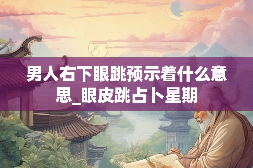 男人右下眼跳预示着什么意思_眼皮跳占卜星期 男人右下眼跳预示着什么意思_眼皮跳占卜星期