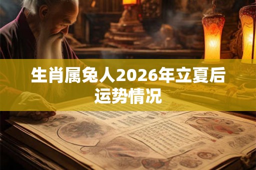 生肖属兔人2026年立夏后运势情况