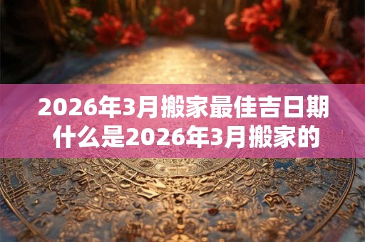 2026年3月搬家最佳吉日期 什么是2026年3月搬家的最佳吉日期