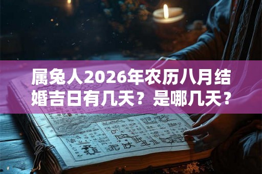 属兔人2026年农历八月结婚吉日有几天?是哪几天? 属兔人2026年农历八月结婚吉日有几天?是哪几天?