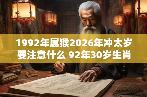 1992年属猴2026年冲太岁要注意什么 92年30岁生肖猴逢虎年运势如何