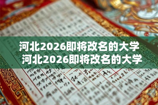 河北2026即将改名的大学  河北2026即将改名的大学
