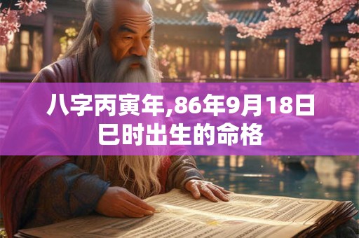 八字丙寅年,86年9月18日巳时出生的命格