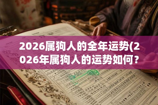 2026属狗人的全年运势(2026年属狗人的运势如何？)