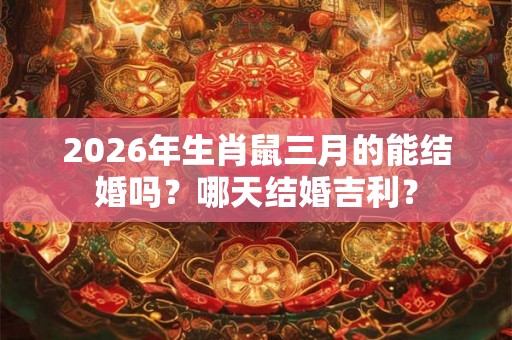 2026年生肖鼠三月的能结婚吗？哪天结婚吉利？