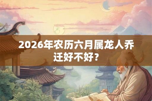 2026年农历六月属龙人乔迁好不好？