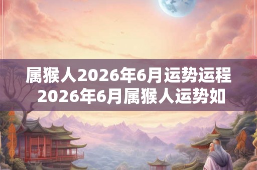 属猴人2026年6月运势运程 2026年6月属猴人运势如何
