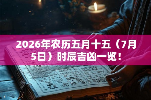 2026年农历五月十五（7月5日）时辰吉凶一览！