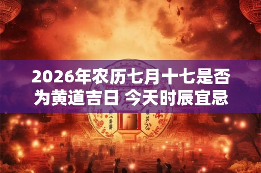 2026年农历七月十七是否为黄道吉日 今天时辰宜忌吉凶