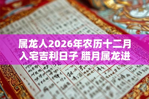 属龙人2026年农历十二月入宅吉利日子 腊月属龙进新屋吉日
