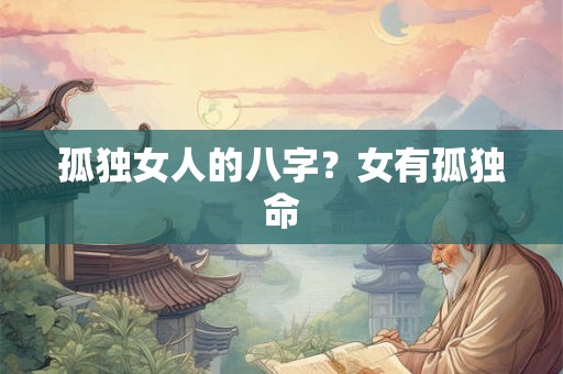 孤独女人的八字？女有孤独命