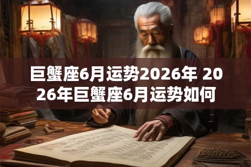 巨蟹座6月运势2026年 2026年巨蟹座6月运势如何