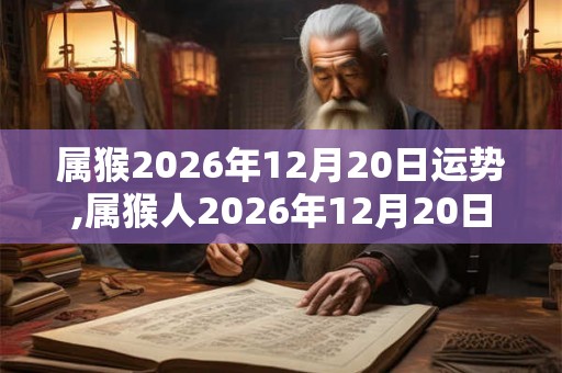 属猴2026年12月20日运势,属猴人2026年12月20日财运,生肖猴2026年12月20日运势