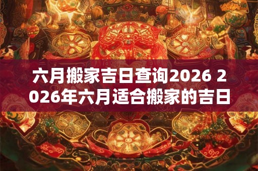 六月搬家吉日查询2026 2026年六月适合搬家的吉日查询