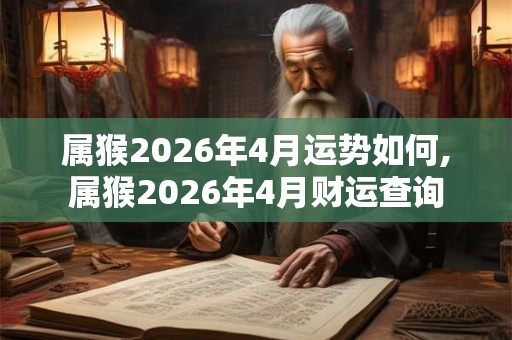 属猴2026年4月运势如何,属猴2026年4月财运查询
