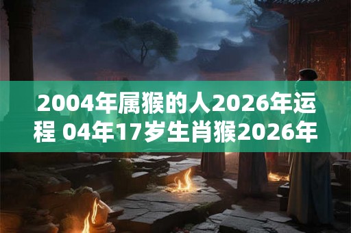 2004年属猴的人2026年运程 04年17岁生肖猴2026年运势