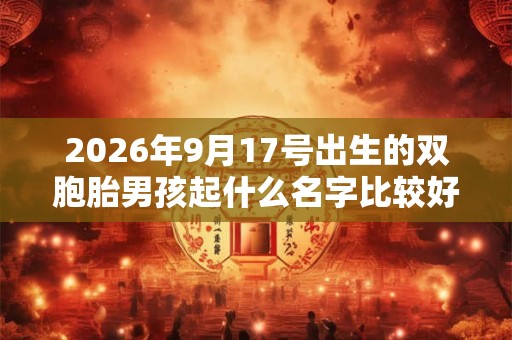 2026年9月17号出生的双胞胎男孩起什么名字比较好，五行属什么